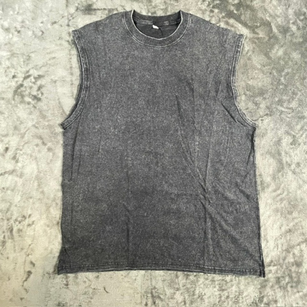 True Form Mens XXL Acid Wash Muscle Tee Charcoal Gray Sleeveless Shirt